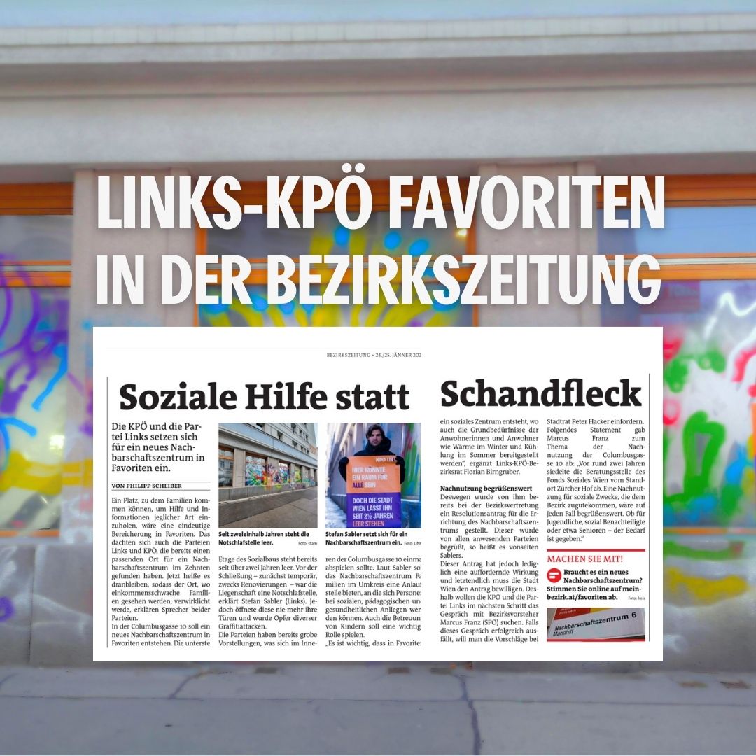 LINKS-KPÖ Favoriten in der Bezirkszeitung